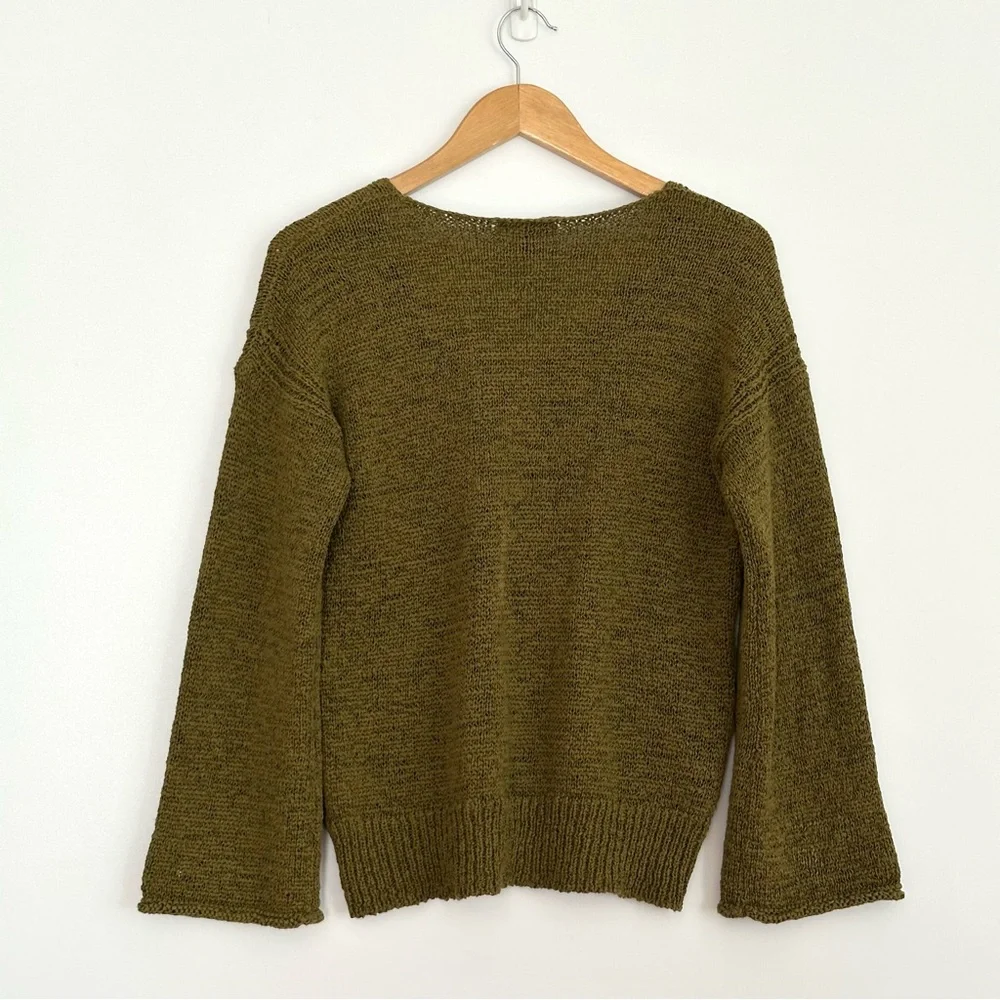 J. Crew Knit Bell Flared Sleeve V-neck Sweater - Picture 8 of 13